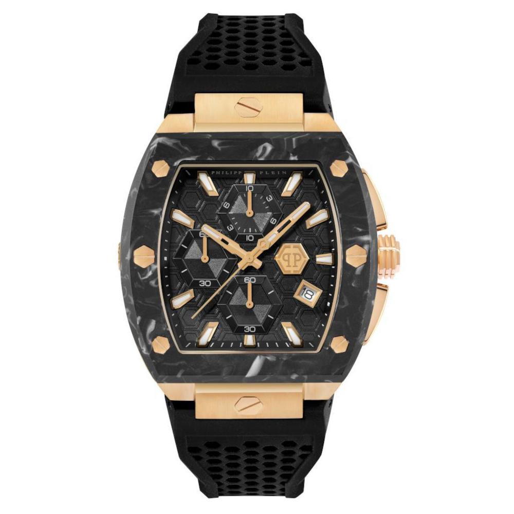Philipp Plein Hexagon Phantom Black Silicone Strap Chronograph PWHHA0226