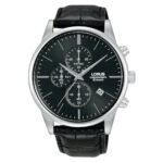 Lorus Urban Chronograph Black Leather Strap RM367JX9