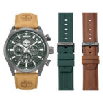 Timberland Henniker II Dual Time Brown Leather Strap Chronograph Gift Set TDWGQ00949X2