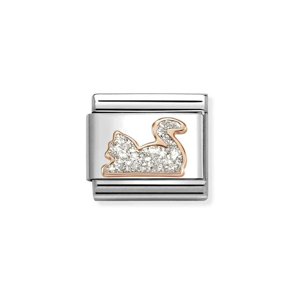 NOMINATION COMPOSABLE CLASSIC LINK CAT WITH GLITTER IN 9K ROSE GOLD 430205/33 NOMINATION COMPOSABLE CLASSIC LINK CAT WITH GLITTER IN 9K ROSE GOLD 430205/33