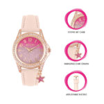 Tikkers Crystals Pink Leather Strap Gift Set ATK1062