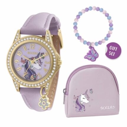 Tikkers Unicorn Purple Leather Strap Gift Set ATK1106