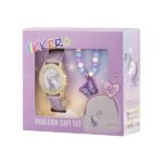 Tikkers Unicorn Purple Leather Strap Gift Set ATK1106