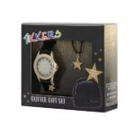 Tikkers Crystals Black Leather Strap Gift Set ATK1109