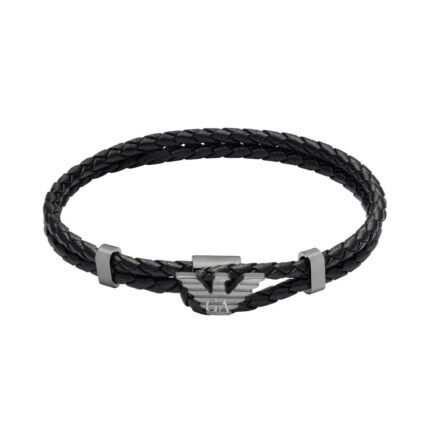 ΔΕΡΜΑΤΙΝΟ EMPORIO ARMANI EAGLE LOGO ΒΡΑΧΙΟΛΙ ΑΠΟ ΑΝΟΞΕΙΔΩΤΟ ΑΤΣΑΛΙ EGS3322060