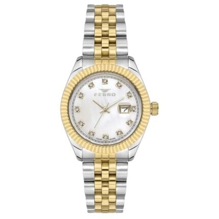 Ferro Crystals Two Tone Stainless Steel Bracelet FL21294AWT-D
