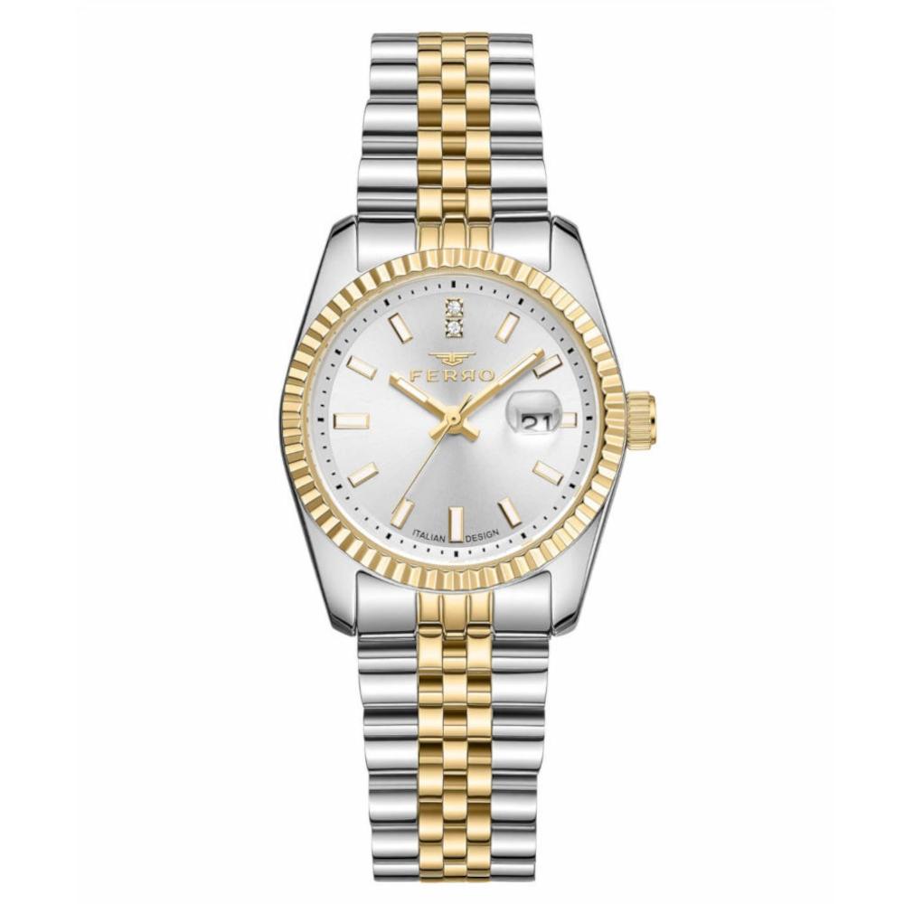 Ferro Crystals Two Tone Stainless Steel Bracelet FL21781AWT-D