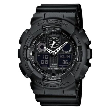 Casio G-Shock Dual Time Chronograph Black Rubber Strap GA-100-1A1ER