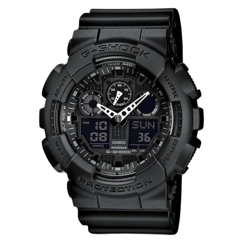 Casio G-Shock Dual Time Chronograph Black Rubber Strap GA-100-1A1ER Casio G-Shock Dual Time Chronograph Black Rubber Strap GA-100-1A1ER