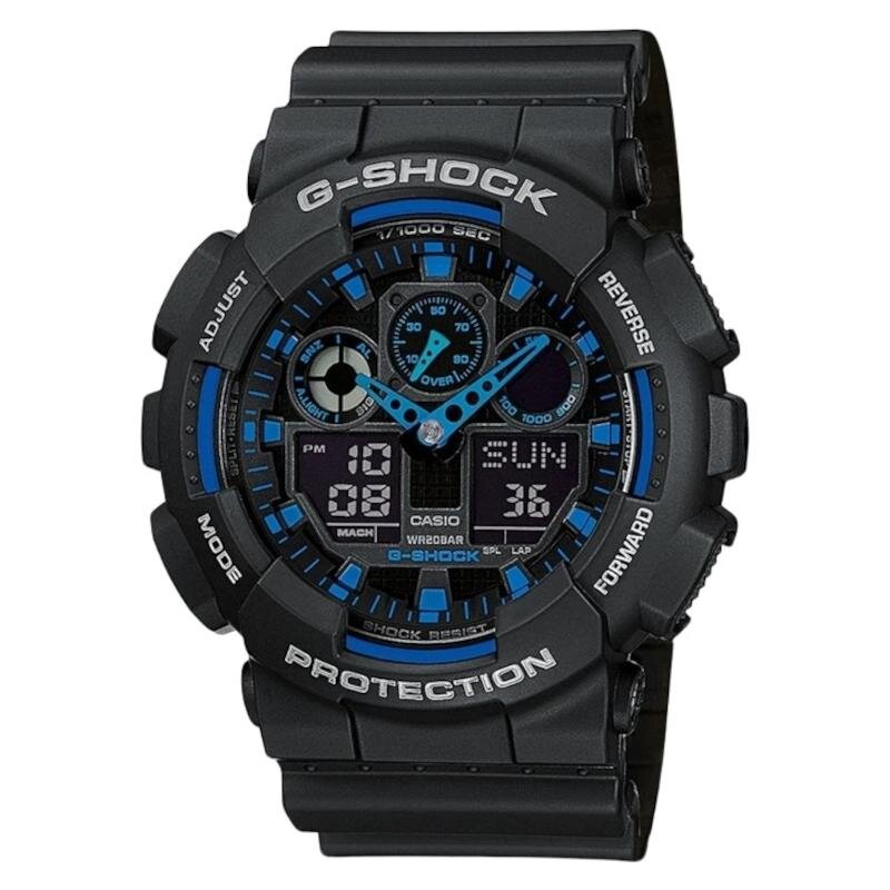 Casio G-Shock Dual Time Chronograph Black Rubber Strap GA-100-1A2ER Casio G-Shock Dual Time Chronograph Black Rubber Strap GA-100-1A2ER