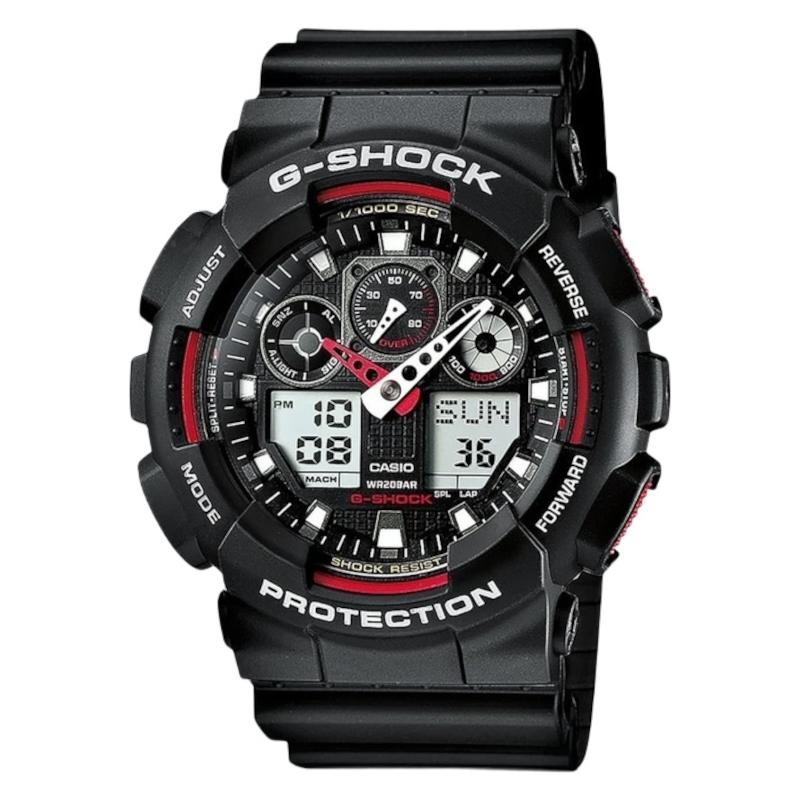 Casio G-Shock Dual Time Chronograph Black Rubber Strap GA-100-1A4ER