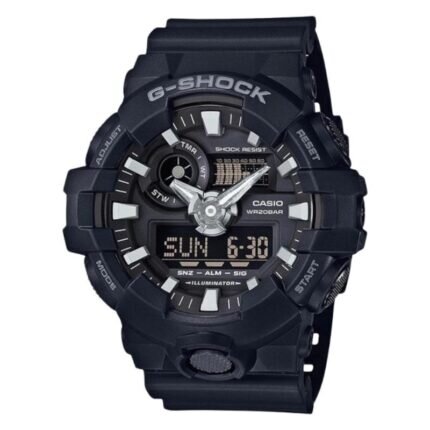 Casio G-Shock Dual Time Chronograph Black Resin Strap GA-700-1BER