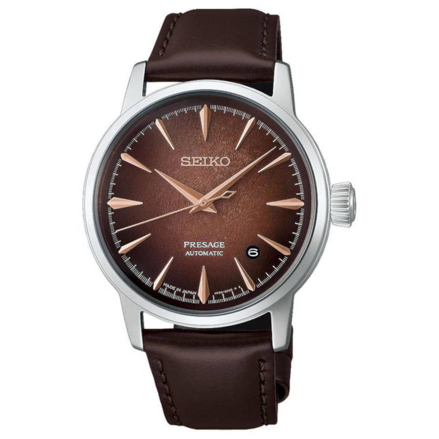 Seiko Presage Automatic Cocktail Time Brown Leather Strap HCB003J1