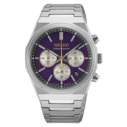 Seiko Conceptual Edo purple 145th Anniversary Limited Edition Chronograph Silver Stainless Steel Bracelet HGK003P1