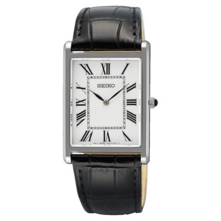 Seiko Dress Black Leather Strap SWR103P1